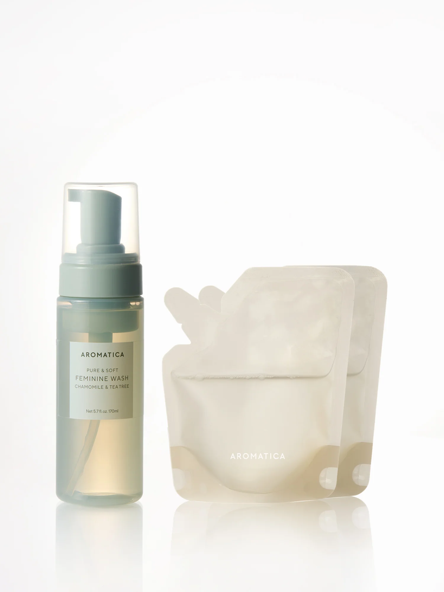 Pure & Soft Feminine Wash Chamomile & Tea Tree 170ml & Refill 100ml x2